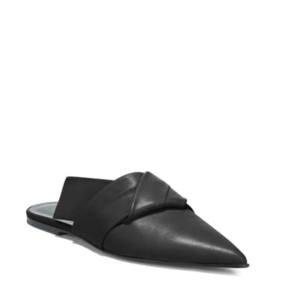 Via Spiga Birgit Black Leather Pointy Toe Mule